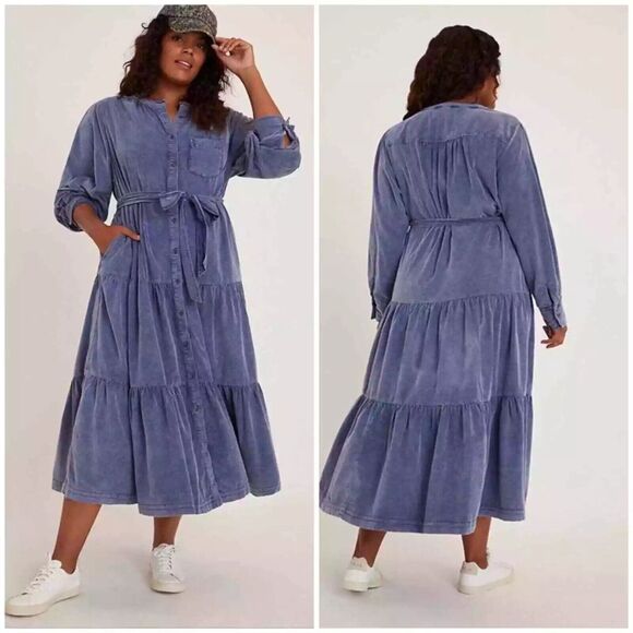 Anthropologie Blue Midi Dress - Picture 1 of 16